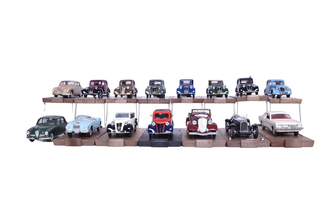 Fifteen 1:43 scale diecast model cars by Brumm. Some of the makes of car included are 1950 Alfa: Fifteen 1:43 scale diecast model cars by Brumm. Some of the makes of car included are 1950 Alfa Romeo, 1956 Lancia, and many Fiat. Mixed in are one Solido Ford Mustang and one JM Dubray resin model. T