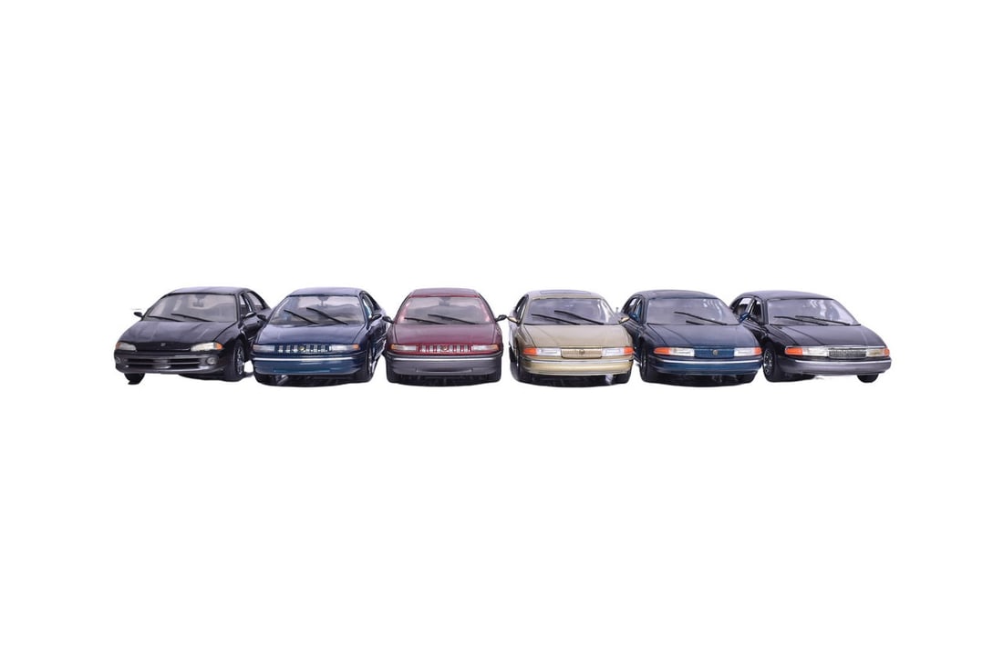 Six 1:24 scale diecast Brookfield Collectors Guild model cars: five '90s Chryslers and a 1993 Dodge: Six 1:24 scale diecast Brookfield Collectors Guild model cars: five '90s Chryslers and a 1993 Dodge Intrepid. No original packaging, like new condition.