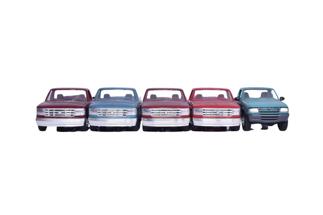 Five Ford truck dealership promotional models from the '90s: two from '92, one from '93 and two from: Five Ford truck dealership promotional models from the '90s: two from '92, one from '93 and two from '94. Trucks do not come with original packaging, all in like new condition.