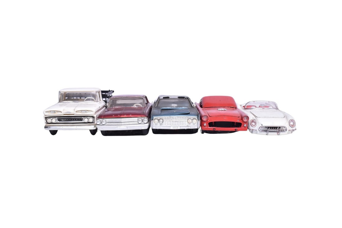Group of model / promo? cars including a 1961 Ford Galaxy painted in a candy apple red paint. Under (1 of 4)