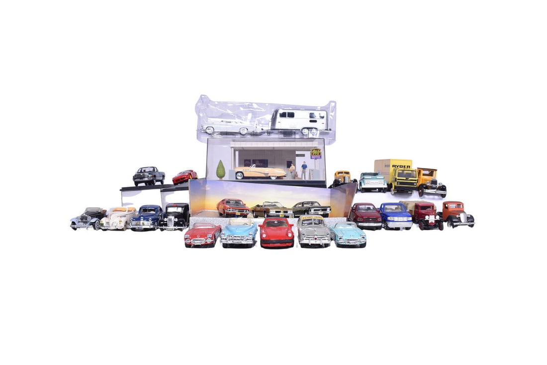 Group of mostly 1:43rd die cast vehicles. Highlights include Motor Max Big 8 Motel from Rainman with (1 of 3)