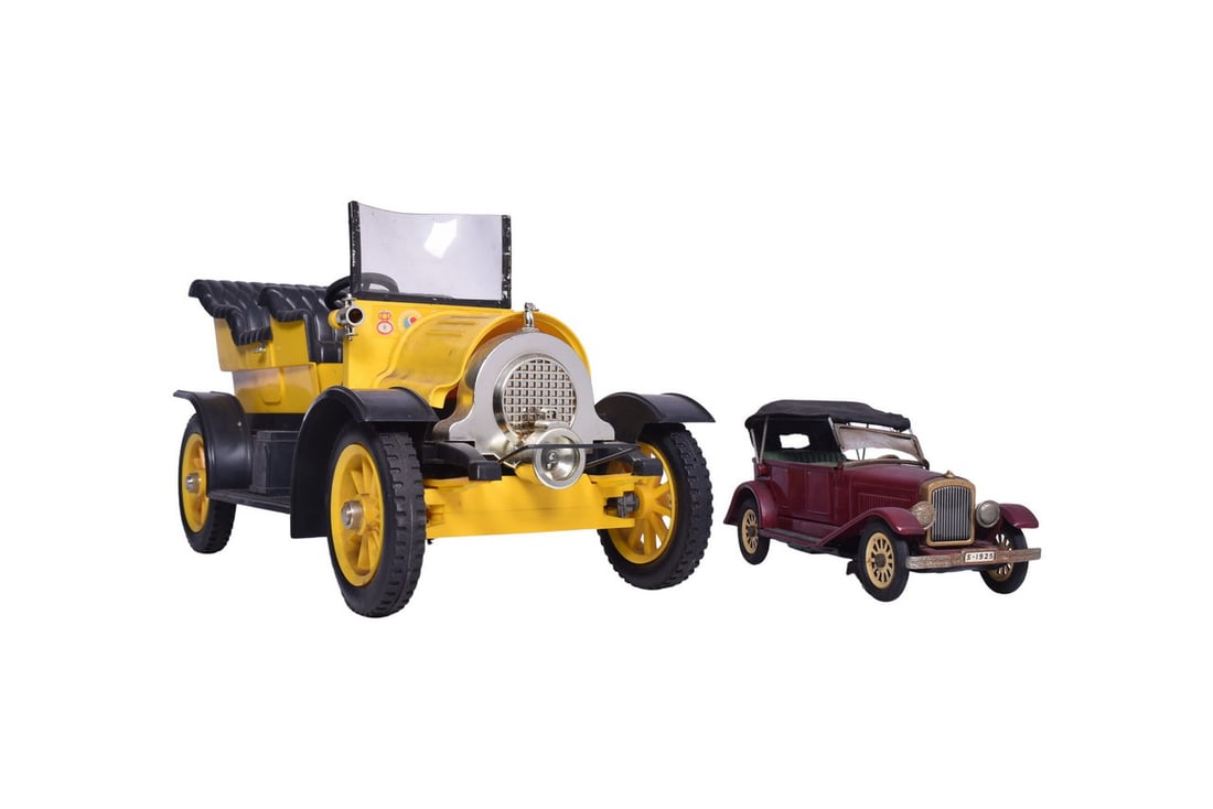 Pair of toy roadsters including Japanese 1925 Studebaker tin friction car. Car as some areas of (1 of 3)