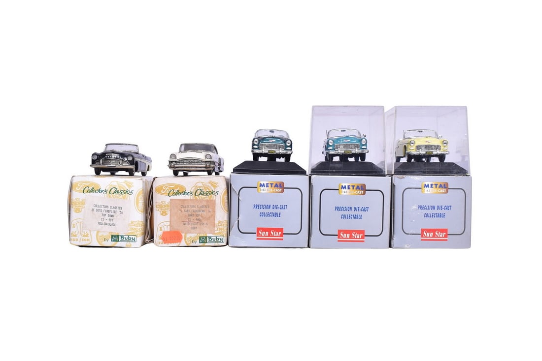 Five 1:43 scale models, three by Sun Star and two by Buby / Collector's Classics. The Sun Stars are (1 of 5)