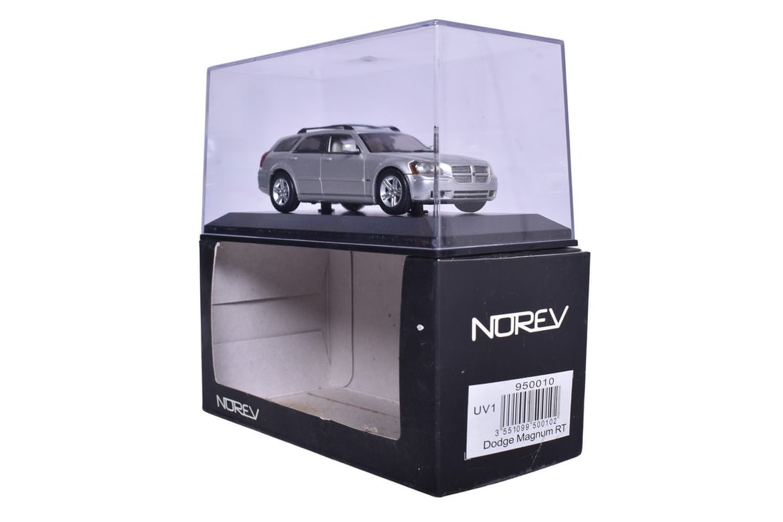 Norev die cast 1:43 scale UV1 2006 Dodge Magnum R/T in silver. Original box and plastic display (1 of 3)