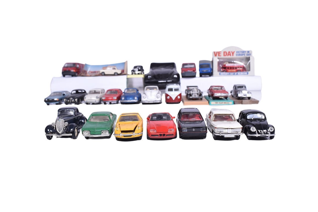 A large mixed group of 24 automobiles. Includes Solido, Schabak, Marklin, Norev, and more. Models (1 of 5)