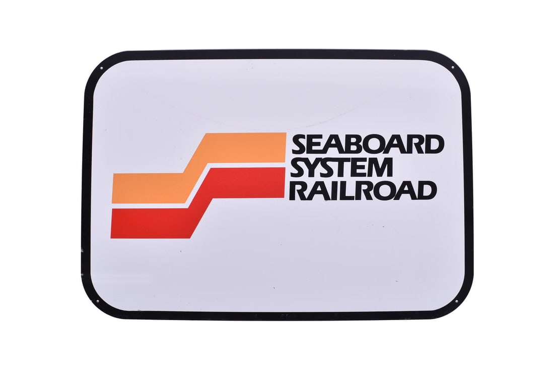 Seaboard System Railroad aluminum sign measuring 29" x 20". Likely a maintenance or other office (1 of 3)