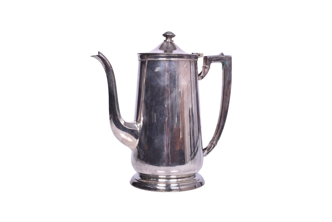A 10" tall coffee pot, bottom stamped U.P.R.R. International Silver Co. 112015048 dated 1973. (1 of 4)