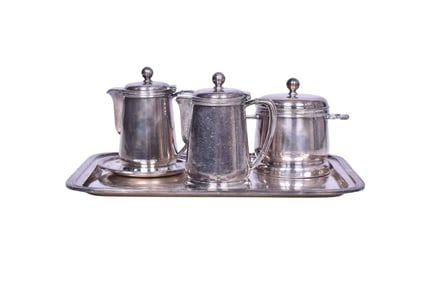 Four pieces of dining car silver for the Western Pacific Railroad, all bottom stamped Western