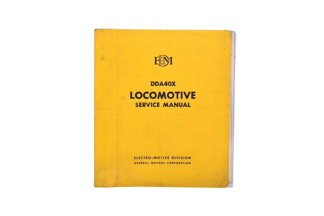 Service manual dated October 1969 for the famed Union Pacific Centennial DD40X diesel locomotives.: Service manual dated October 1969 for the famed Union Pacific Centennial DD40X diesel locomotives. The binder and pages all appear to be original EMD. The pages have been moved from being directly con