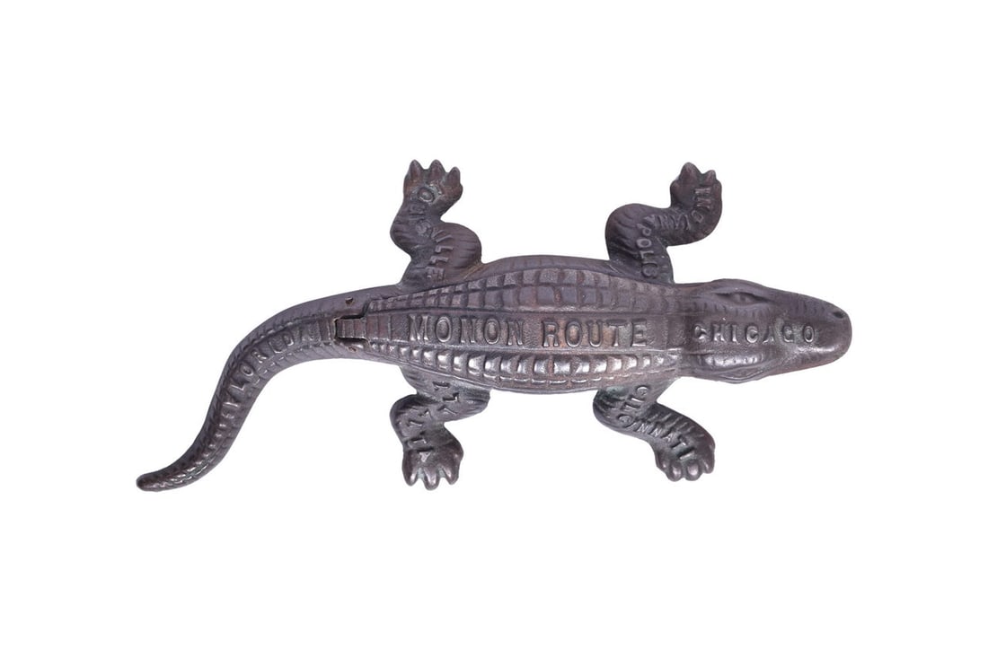 Monon railroad cast iron alligator match safe. This is an original casting and not one of the (1 of 5)
