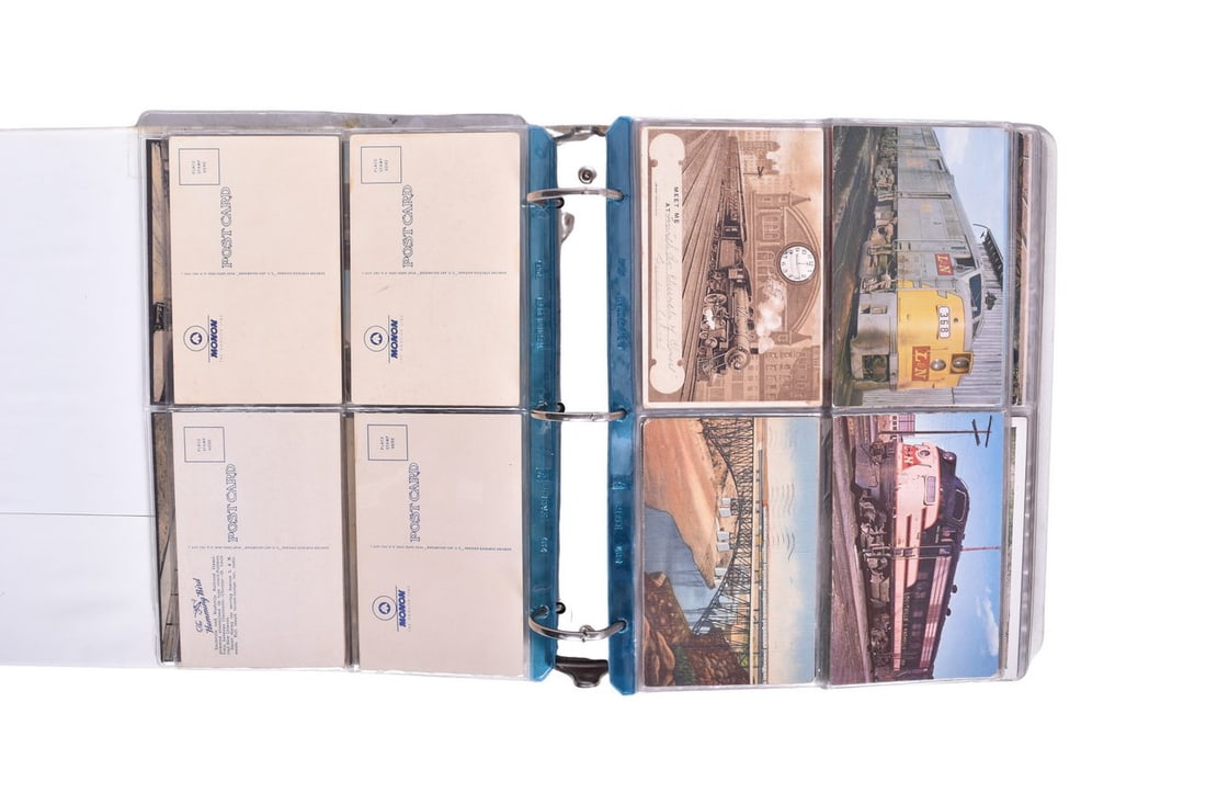 Around 246 postcards from various railroads with scenic backgrounds, locomotives, depots, and more. (1 of 4)