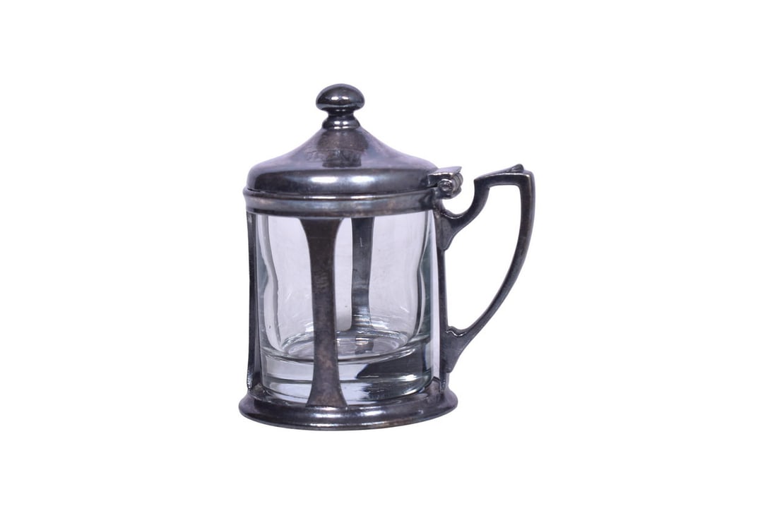 A silver soldered mustard pot for the Louisville and Nashville Railroad, bottom stamped L&N 14 (1 of 4)