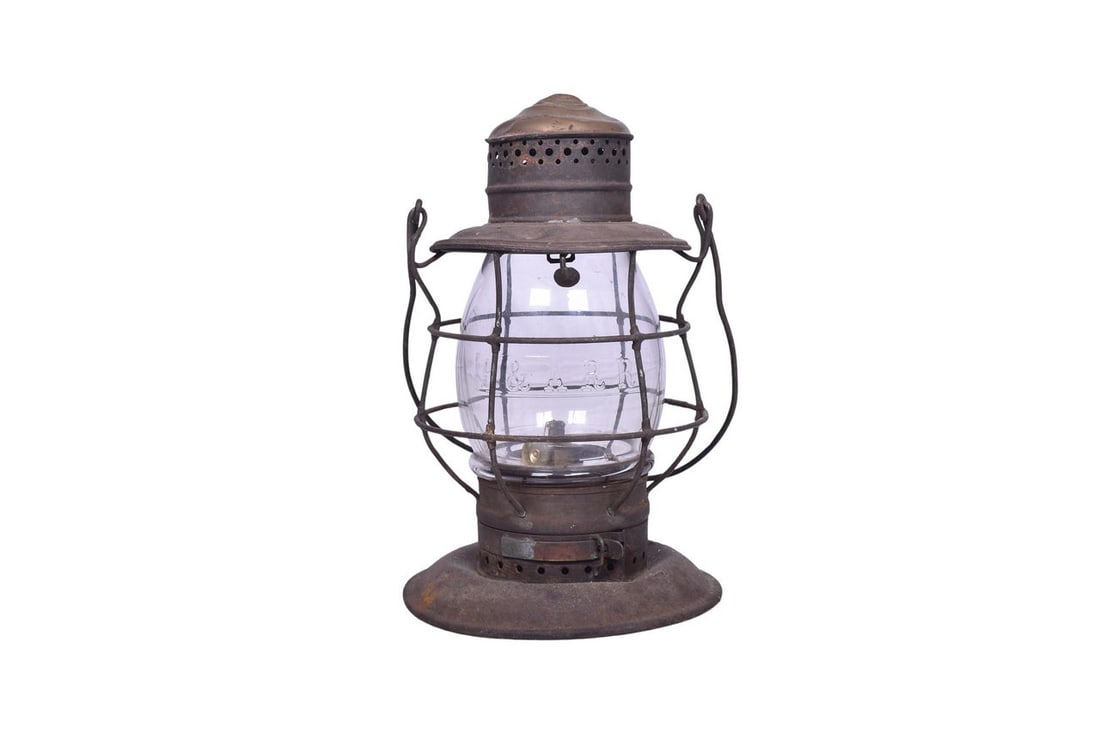 R.R. Signal Lamp & Lantern Co. lantern with B&A RR embossed on the shoulder. Brass top a (1 of 8)