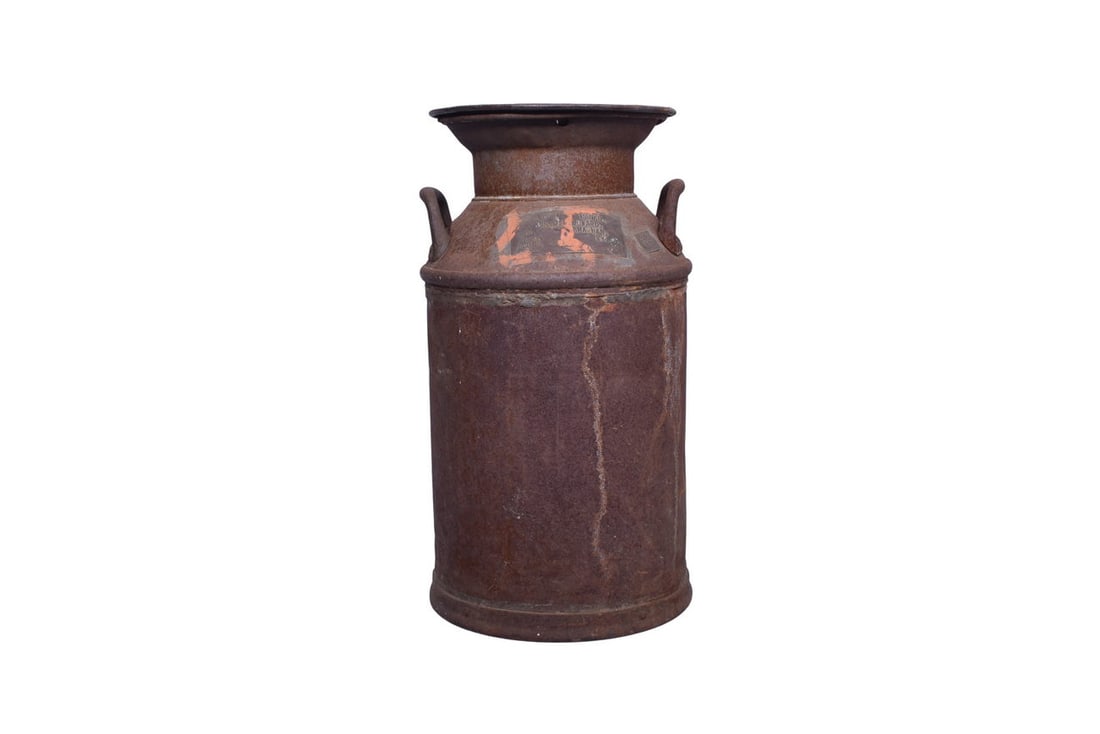 19 1/2" tall by 11" diameter milk can with a tag marked Tri-State Butter Co. L&NKC. Mr. J.C. (1 of 9)