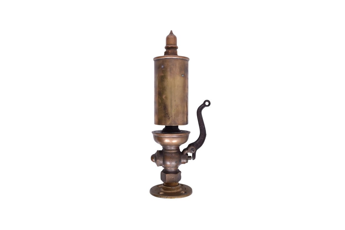 Unmarked brass single chime whistle with release valve and large acorn top nut. Inlet is 1". (1 of 5)