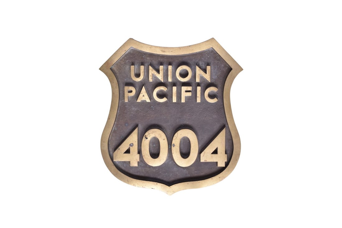 A wonderfully heavy brass reproduction of a Union Pacific number shield off of Big Boy 4-8-8-4 (1 of 3)