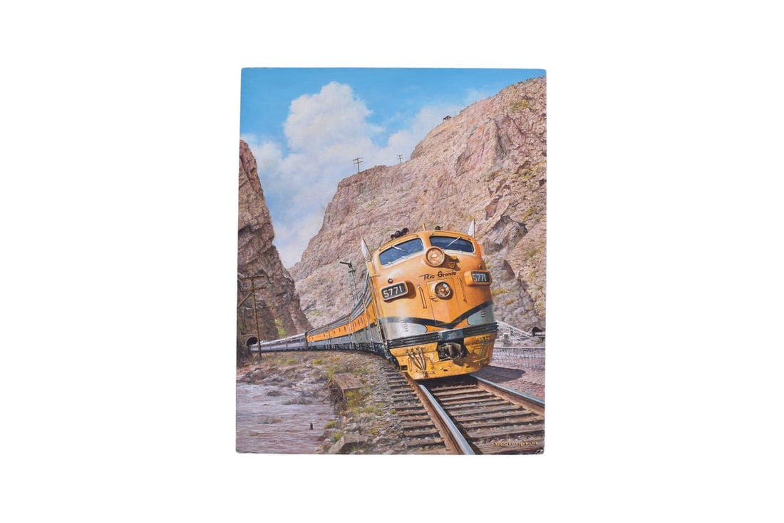 Tony Fachet original oil on canvas board painting featuring Rio Grande's F9A engine number 5771 in a (1 of 5)