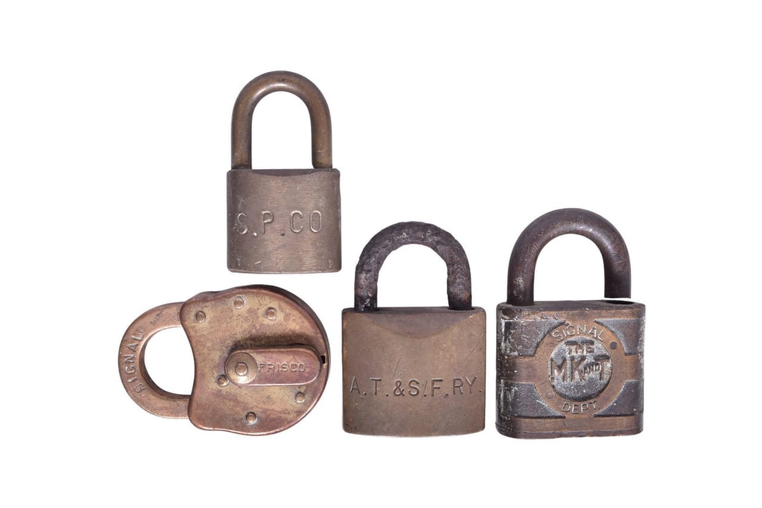 Includes a Missouri, Kansas and Texas Railroad Yale signal lock, an Atchison, Topeka and Santa Fe (1 of 3)
