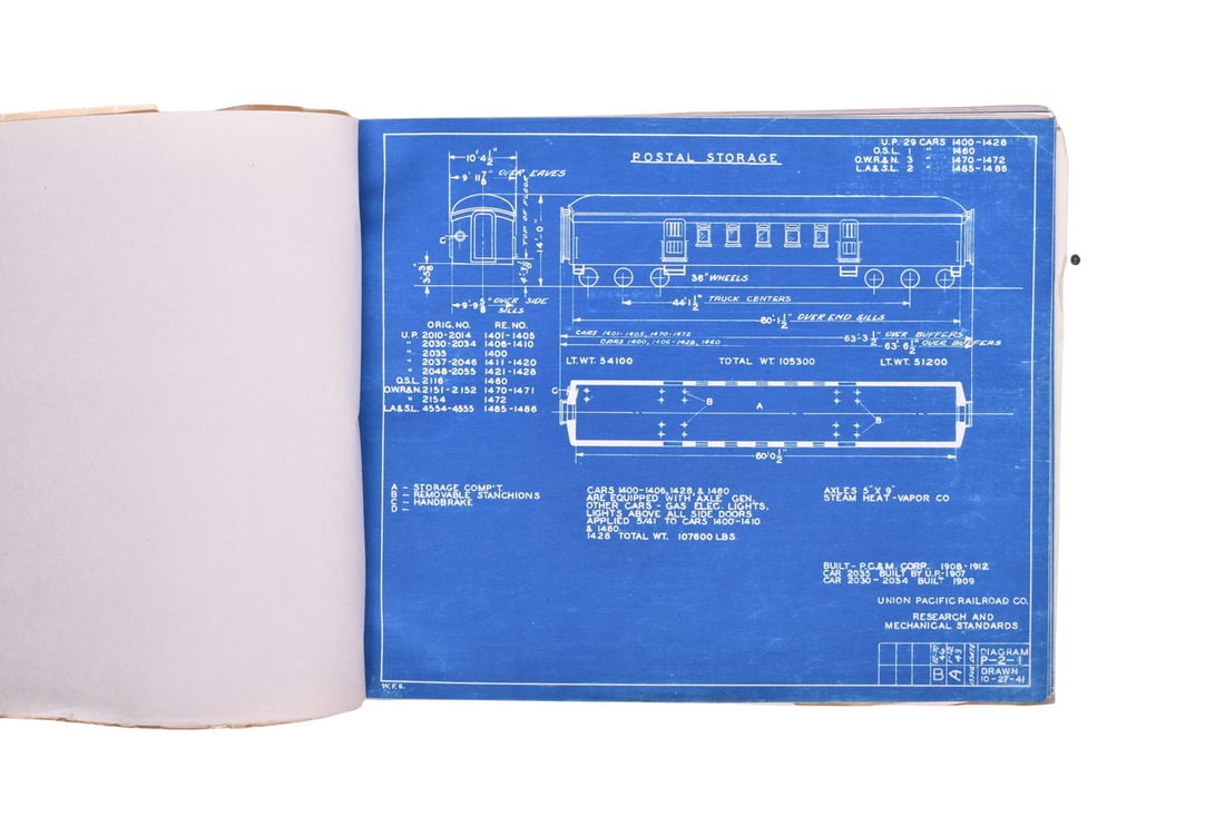 2" thick book of 9" x 11" passenger car diagrams. Includes RPO, RPO / Combine, Baggage Express, (1 of 4)
