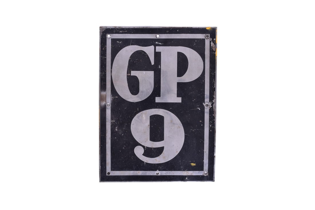Plate measures 12" x 16" with a nice strong black enamel background. The plate has some minor dings: Plate measures 12" x 16" with a nice strong black enamel background. The plate has some minor dings and slight bends. Believe to be Union Pacific as there is still yellow paint around the edges. See p