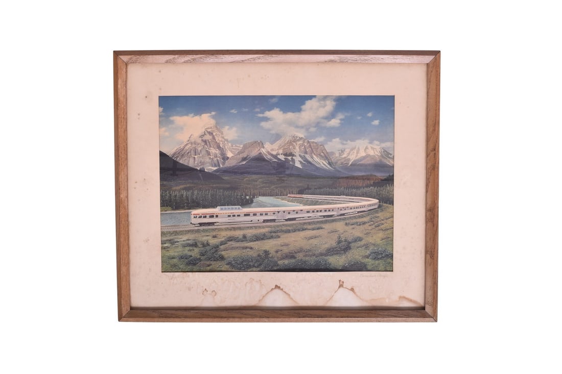 A 25 3/4" x 21 1/2" framed advertising print by Chesley Bonestell for the Canadian Pacific Railroad (1 of 3)