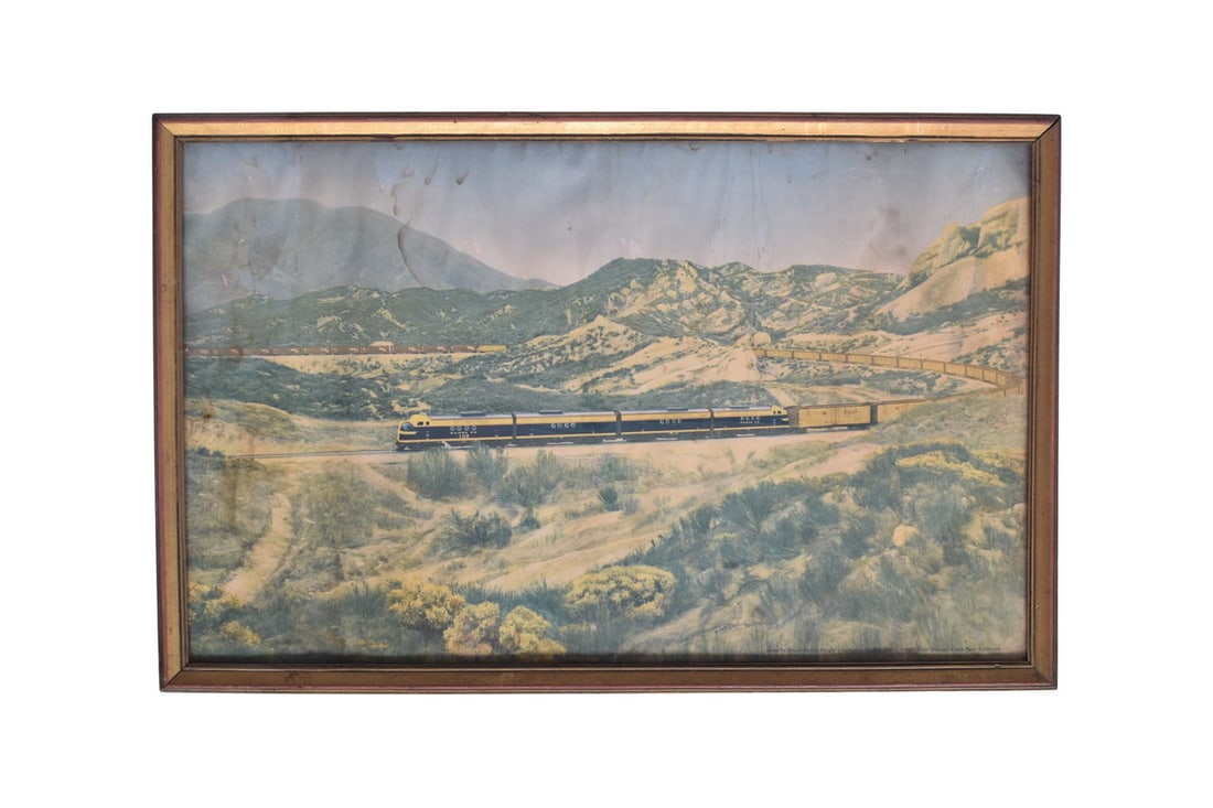 A 30 5/8" x 19 5/8" framed advertising print for the Atchison, Topeka and Santa Fe Railway (1 of 3)