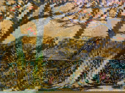 Tran Phi Truong (b.1953): Tran Phi Truong (b.1953) / Village martket / lacquer on board / Dimension: 60 x 80 cm // Tran Phi Truong (b.1953) / Cho que / Son mai / Kich thuoc: 60x80 cm