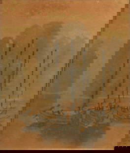 TRAN LUU HAU (Vietnam, War, 1928 - 2020): TRAN LUU HAU (Vietnam, War, 1928 - 2020) / Boats / Watercolor on paper / Dimension: 49 x 41 cm // Tran Luu Hau (1929 - 2020) / Lang chai / Mau nuoc tren giay / Kich thuoc: 49 x 41 cm