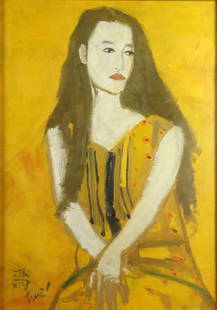 Dang Xuan Hoa (Vietnam, Contemporary, b.1957): Dang Xuan Hoa (Vietnam, Contemporary, b.1957) / Girl / oil on canvas / Dimension: 79 x 55 cm // Dang Xuan Hoa (Vietnam, Contemporary, b.1957) / Chan dung co gai / Son dau tren toan / Kich thuoc: 79