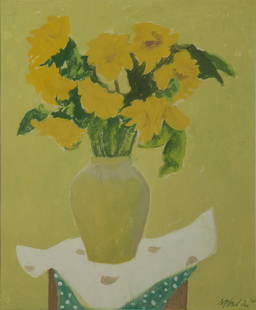 TRINH THAI (1941 - 2020): TRINH THAI (1941 - 2020) / Still life / Gouache on paper / Dimension: 56x46 // Trinh Thai (1941 - 2020) / Tinh vat / Bot mau tren giay/ Kich thuoc: 56 x 46 cm
