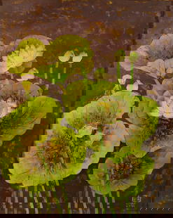 VU DUNG (Vietnam, b.1982): VU DUNG (Vietnam, b.1982) / Lotus / Lacquer on wood / Dimension: 100 x 80 cm // Vu Dung (Viet Nam, b.1982) / Sen / Son mai / Kich thuoc: 100 x 80 cm