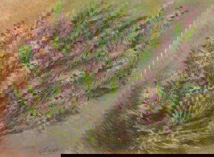 Tran Nha (XX Century, Vietnam): Tran Nha (XX Century, Vietnam) / flowers /Gouache on paper / Dimension: 45 x 60 cm // Tran Nha (Viet Nam, The ky XX) / Hoa / Bot mau tren giay / Kich thuoc: 45 x 60 cm