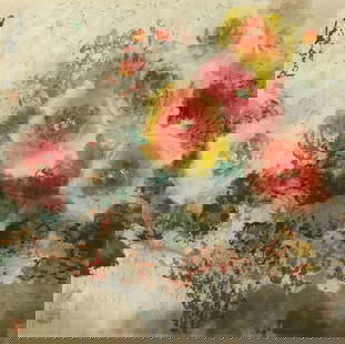 Lu Tong Dao (Vietnam, Contemporary, b.1954): Lu Tong Dao (Vietnam, Contemporary, b.1954) / Peony / Watercolor on Paper / Dimension: 70 x 70 // Lu Tong Dao (Vietnam, Duong Dai , b.1954) / Hoa hong / Mau nuoc tren giay / Kich thuoc: 70 x 70 cm