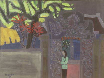 Pham Viet Hong Lam ( b.1946): Pham Viet Hong Lam ( b.1946) / Landscape / Gouache on paper / Dimension: 48 x 65 cm // Pham Viet Hong Lam ( b.1946) / Phong canh / Bot mau tren giay / Kich thuoc: 48 x 65 cm