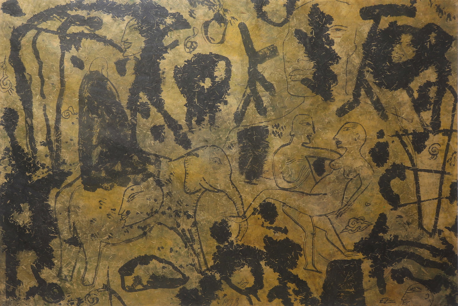 TRUONG TAN (Vietnam, Contemporary, b,1963): TRUONG TAN (Vietnam, Contemporary, b.1963) / Abstract / Ink on bambo paper / Dimension: 60 x 92 cm // Truong Tan ( Viet Nam, Duong Dai, b.1963) / Truu tuong/ Muc tren giay giang / kich thuoc: 60 x 92c