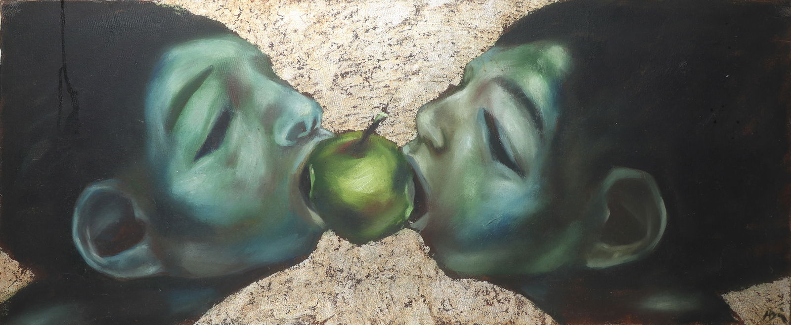 TRAN HOANG HAI YEN (Vietnam, Contemporary, b.1979): TRAN HOANG HAI YEN (Vietnam, Contemporary, b.1979) / forbidden fruit / Oil on canvas / Dimension: 50x120 cm // TRAN HOANG HAI YEN (Vietnam, Contemporary, b.1979) / Trai cam / son dau tren toan / kich