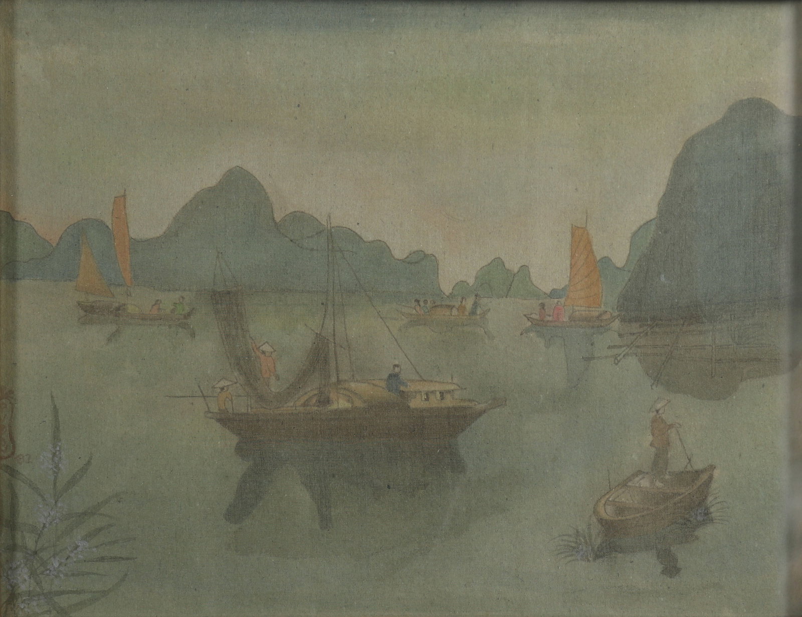 PHAM VAN DON (Vietnam, Indochina, 1918 - 2000): PHAM VAN DON (Vietnamese, Indochina, 1918 - 2000)/ Halong / Watercolor on silk / Dimension: 33 x 43 cm // PHAM VAN DON (Viet nam, Indochine, 1918 - 2000) / Ha Long / Mau nuoc tren lua / Kich thuoc: 33