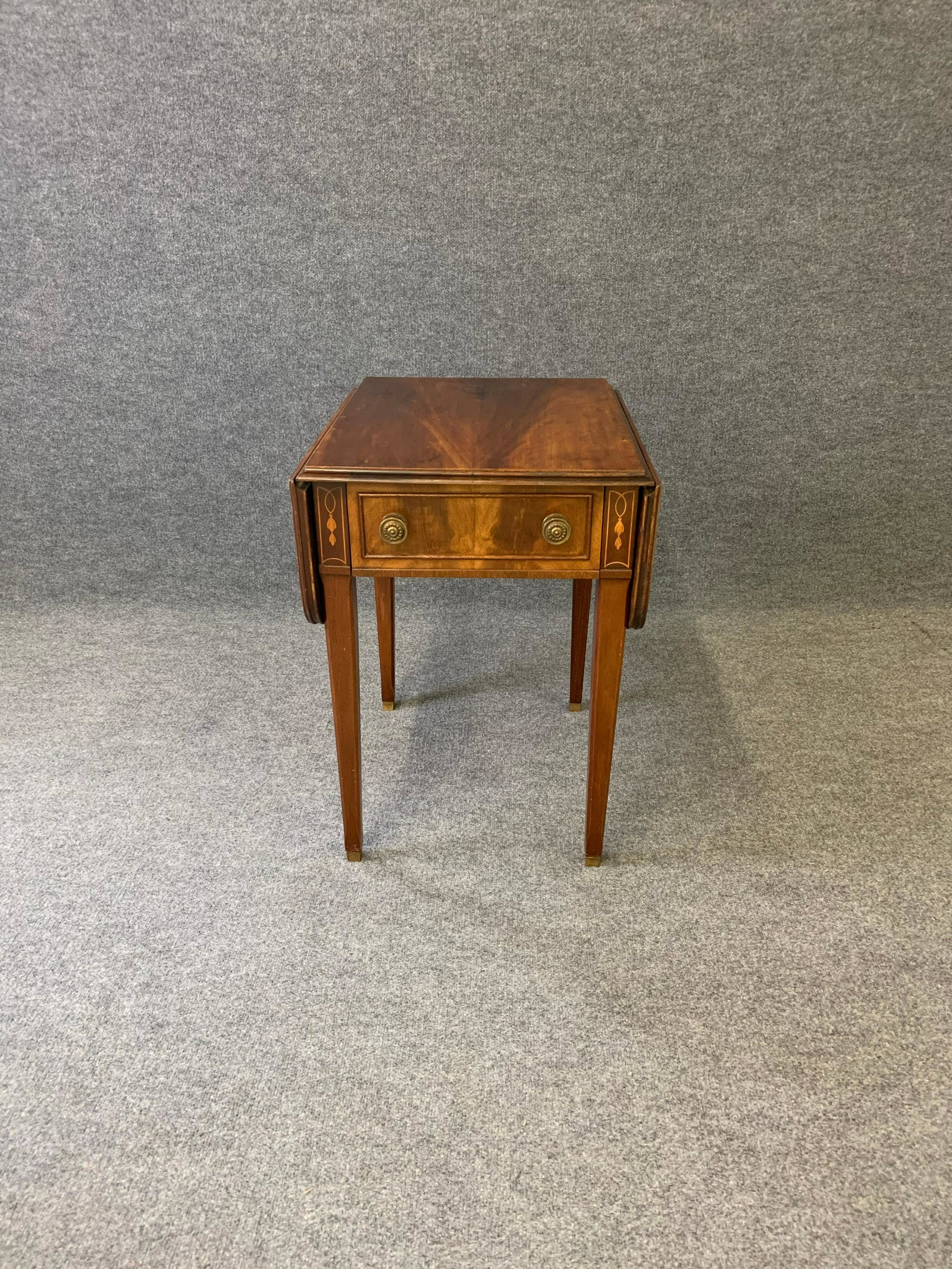 Drop Leaf Inlaid Mahogany Pembroke Table Brass Feet (1 of 5)