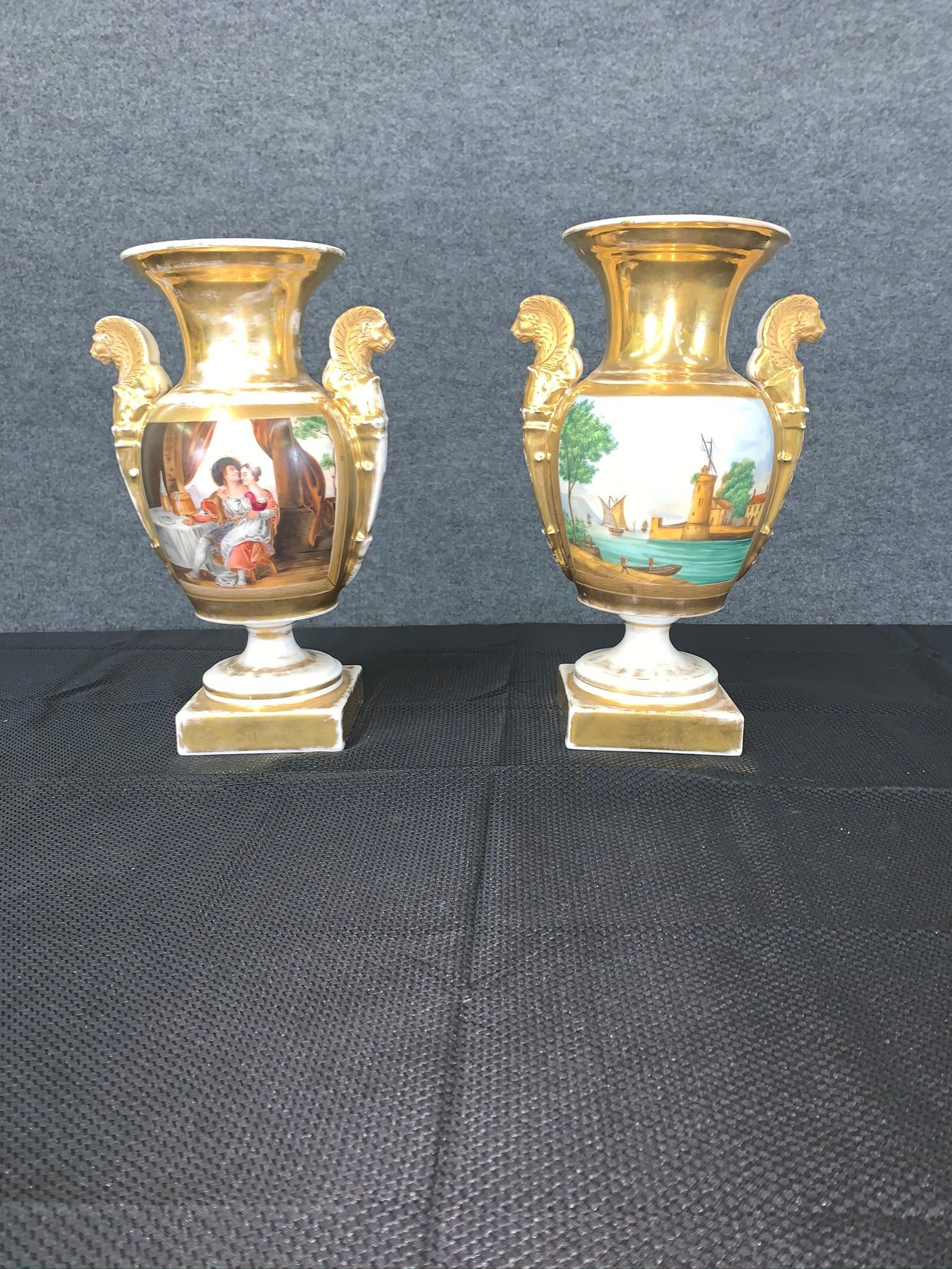 Pair Continental Egyptian Revival Porcelain Vases (1 of 8)