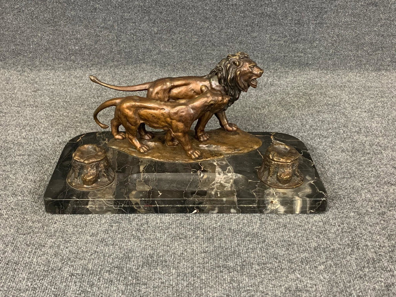 Andor Ruff Austrian Bronze & Marble Inkstand (1 of 5)