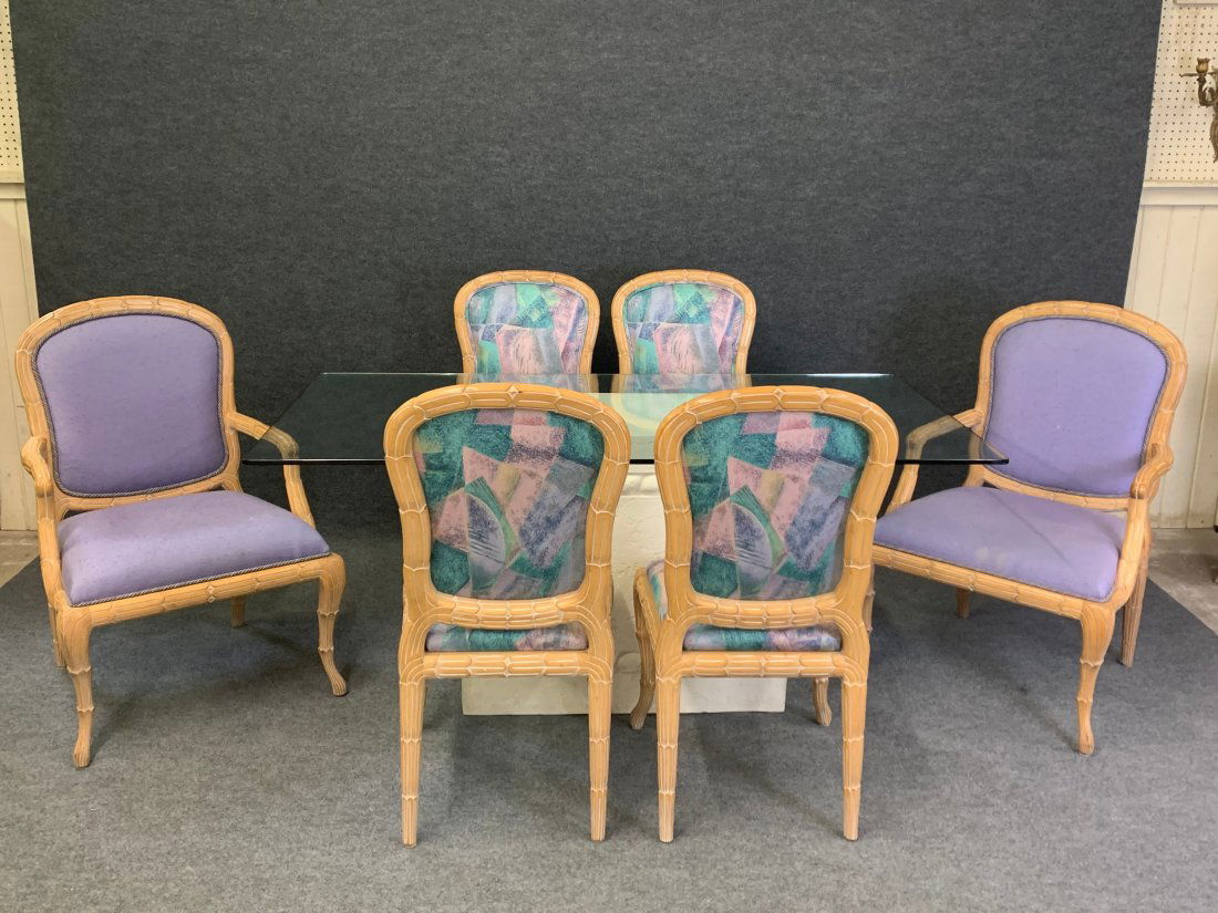 7 Piece Decorative Glass Top Dining Room Set (1 of 9)