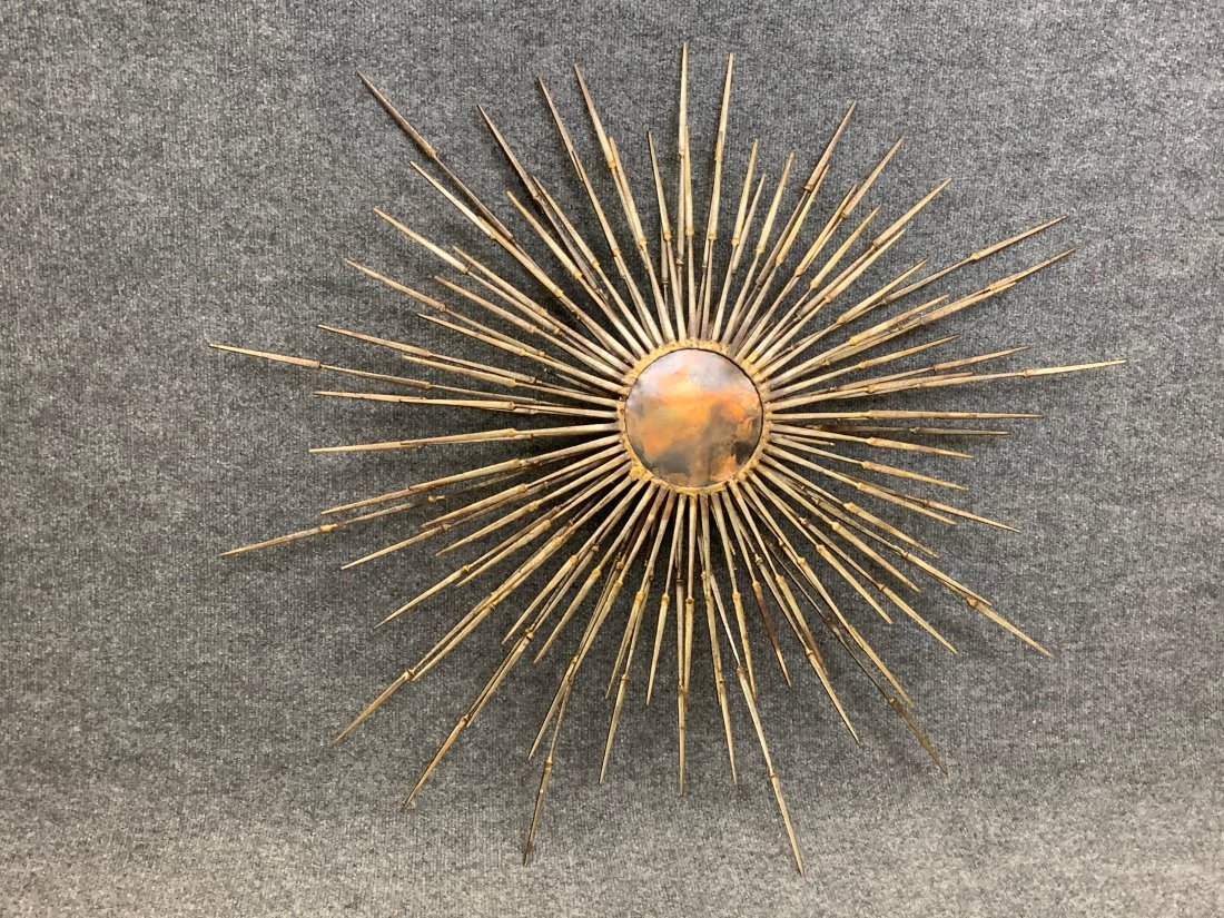 Starburst Metal Sculpture Possibly Jere: Unsigned. Brutalist style, mixed metal. 39" diameter