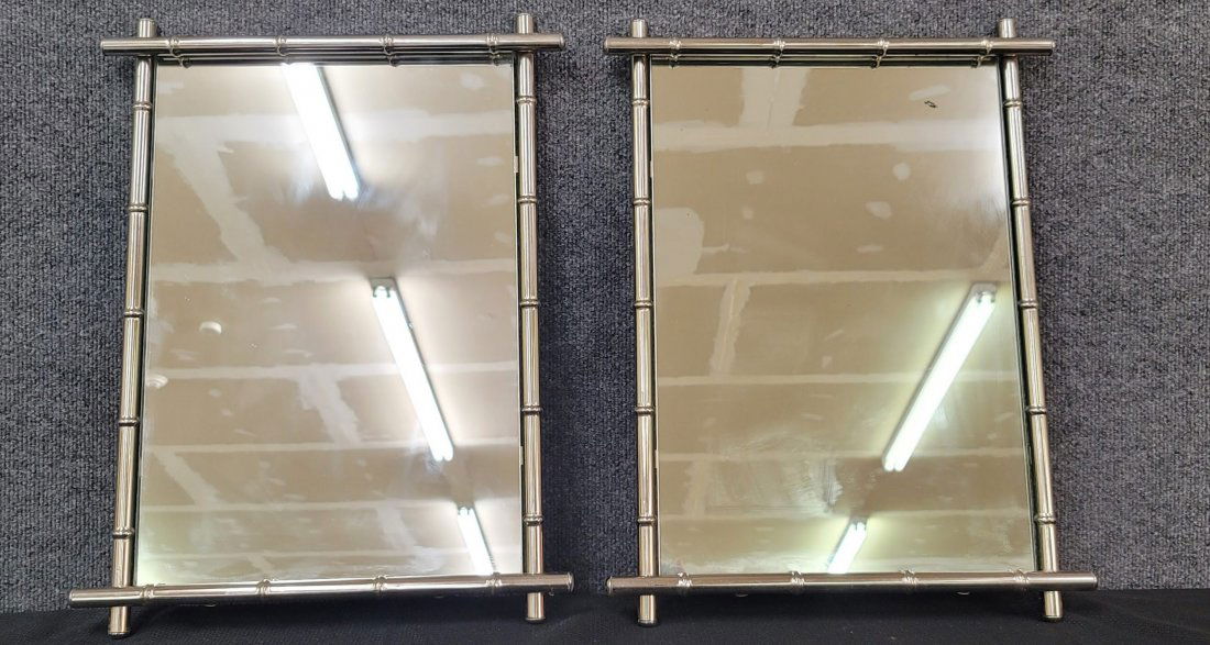 Pair of Faux Bamboo Silver Mirrors (1 of 4)