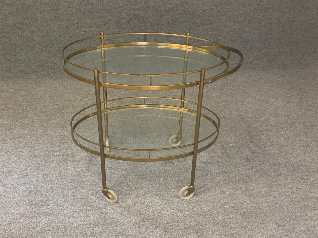 Brass Bar Cart: 28"h x 32.25"w x 17.50"d