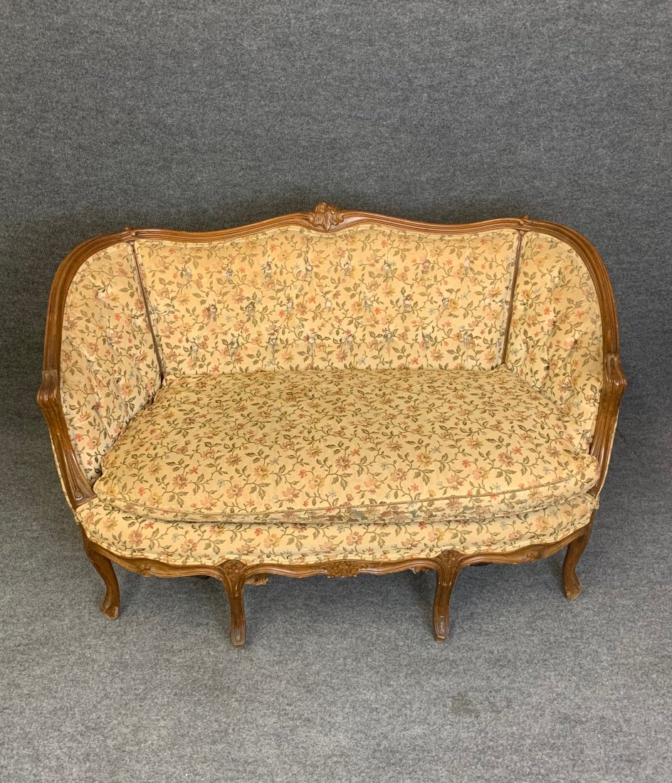 Louis XV Style Down Filled French Settee: 33"h x 48"w x 28"d, 20" seat height