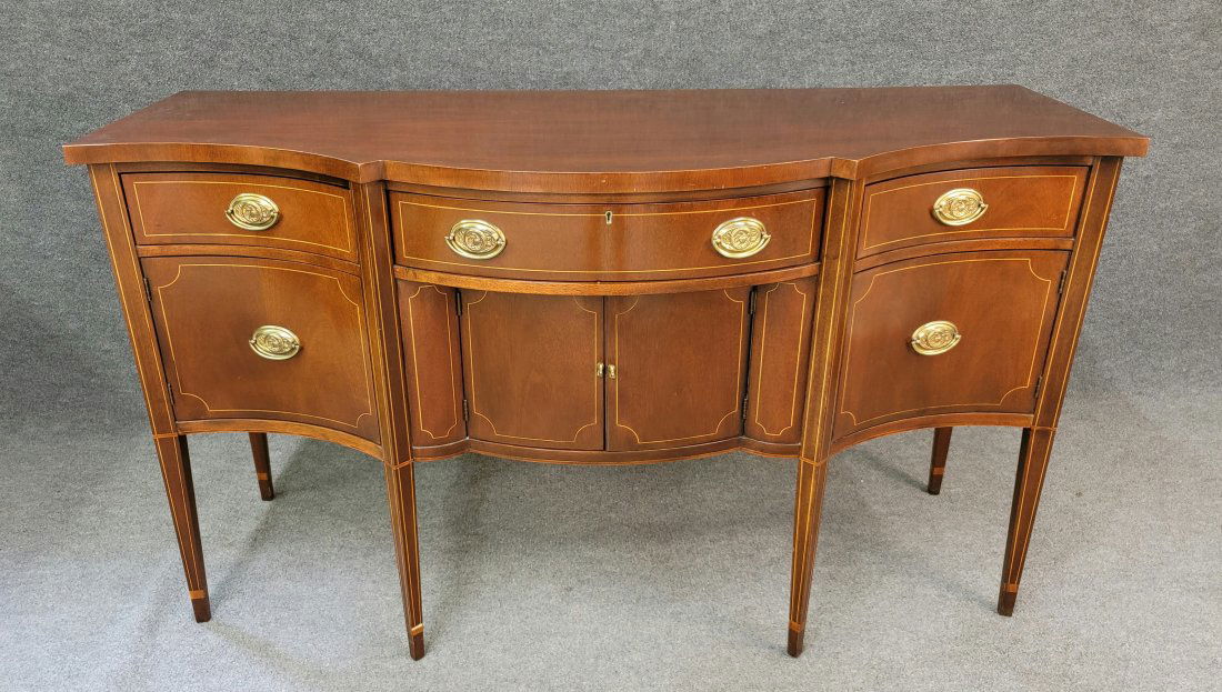 Baker Inlaid Mahogany Bow Front Sideboard (1 of 8)