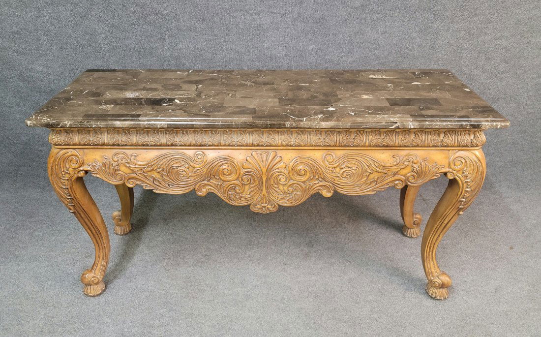Ethan Allen Carved Walnut Console (1 of 8)