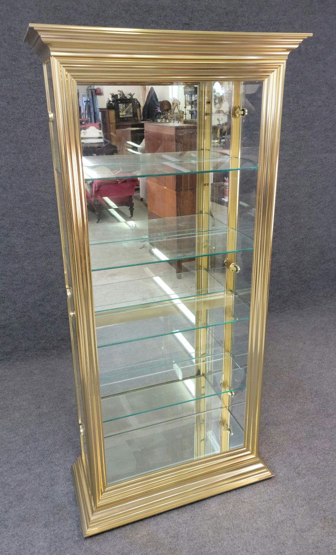 Brass Curio Cabinet With Glass Shelves (1 of 6)