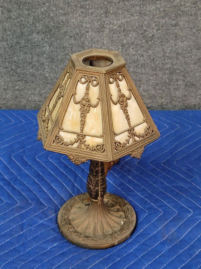 Rare Small Victorian Leaded Glass Table Lamp (1 of 3)