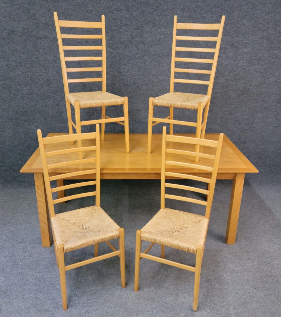 Modern Kitchen Table With 4 Ladder Back Rush Chairs (1 of 1)